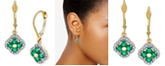 Macy's Emerald (7/8 ct. t.w.) & Diamond (1/3 ct. t.w.) Flower Drop Earrings in 14k Gold